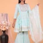 Pastel Turquoise Sharara Set